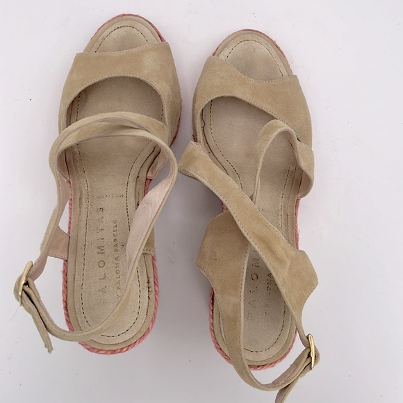 PALOMITAS by‎ paloma women’s Rainbow stripes wedge suede leather sandals size 10 - Picture 7 of 10